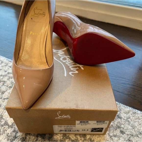 Christian Louboutin Pigalle 100 Patent Leather Pumps – Nude (Size 38.5) - Picture 4 of 5